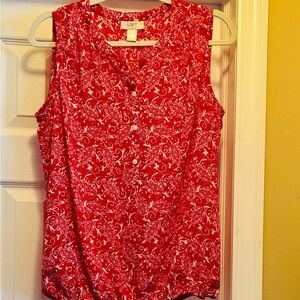 Gently used, LOFT Red & White Floral Top ❤️🤍